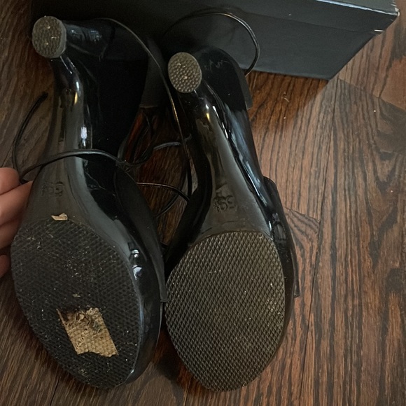 Chanel black wedge sandals with ankle tie up - Picture 2 of 4